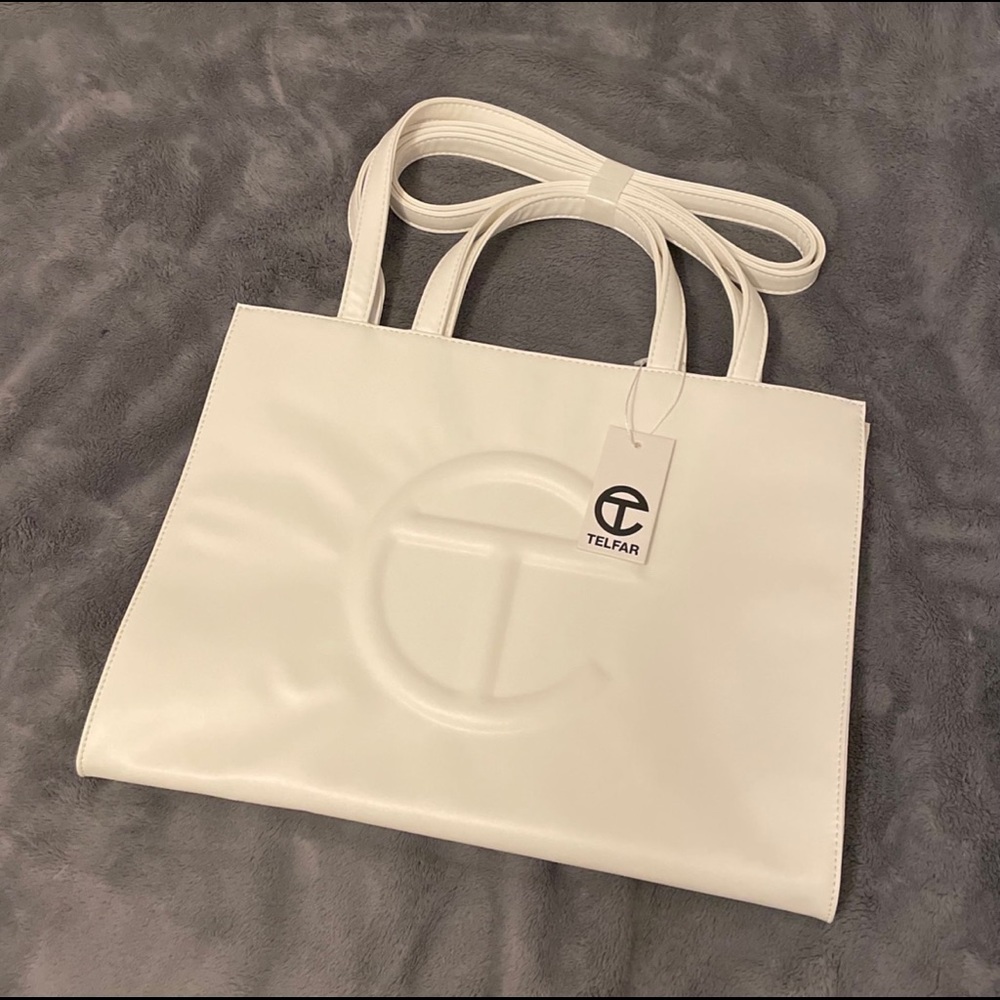 Telfar White medium shopping bag